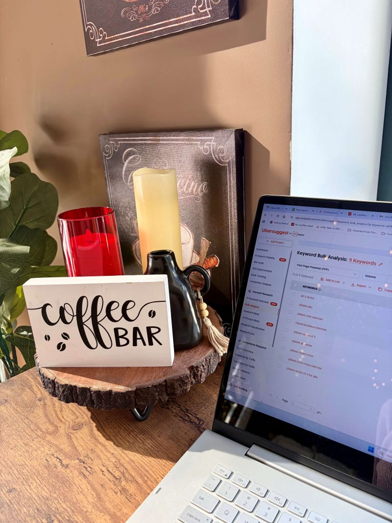 SEO services for small businesses at a local coffee shop.